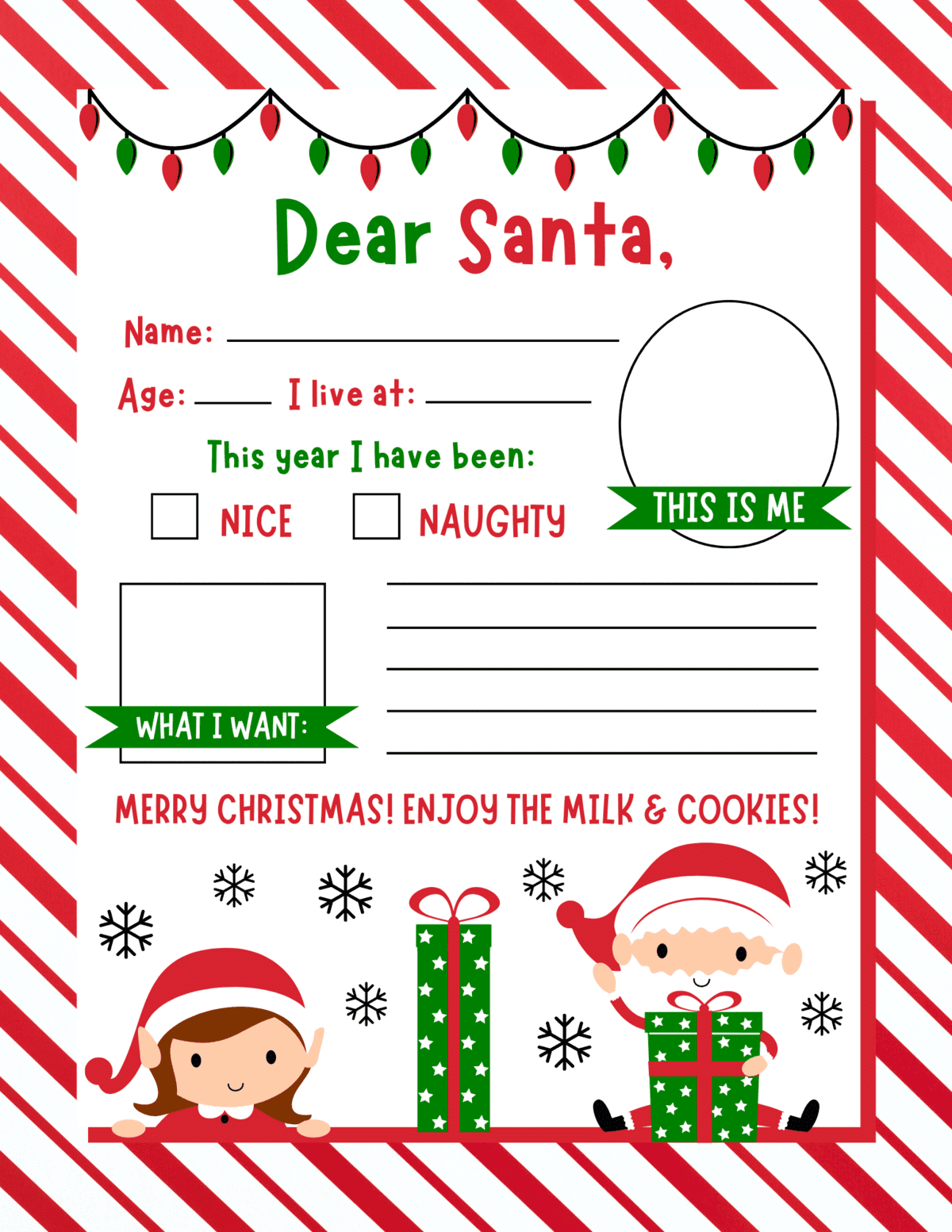 free dear santa letter printable template
