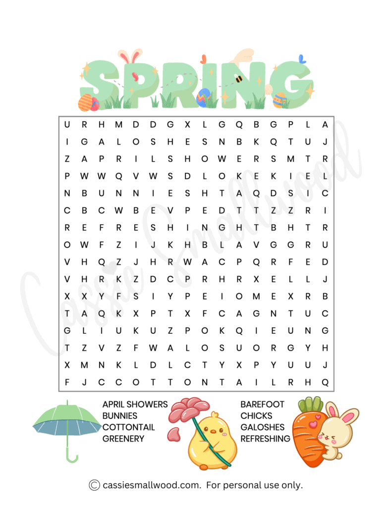 spring word search free printable