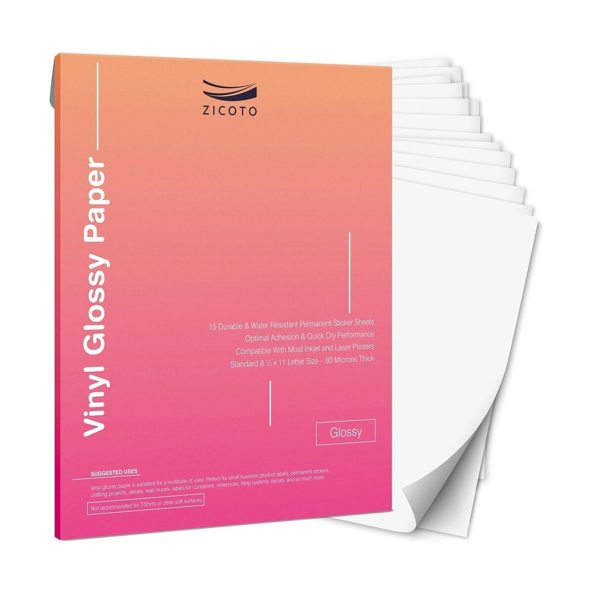 15 Set Printable Glossy Vinyl Sticker Papers For Inkjet Laser Printer Waterproof EBay