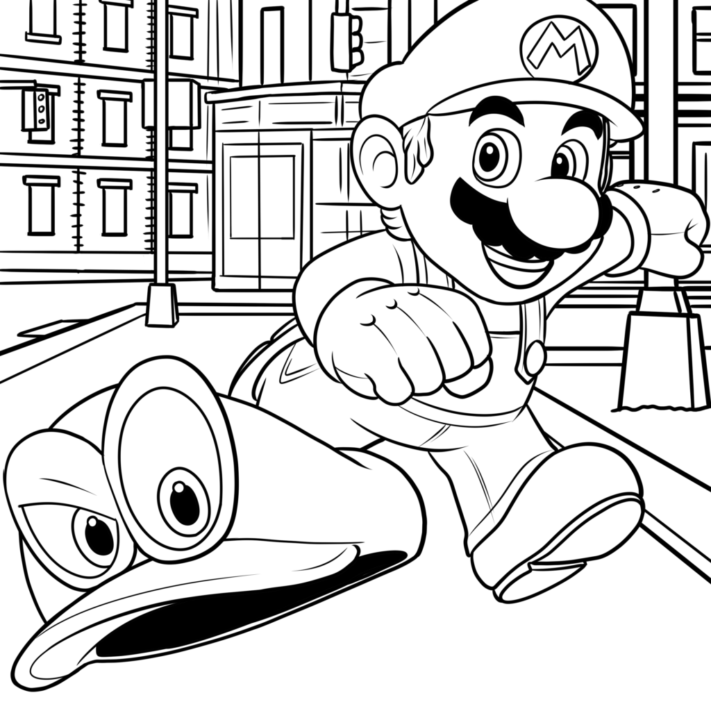 mario colouring pages printable