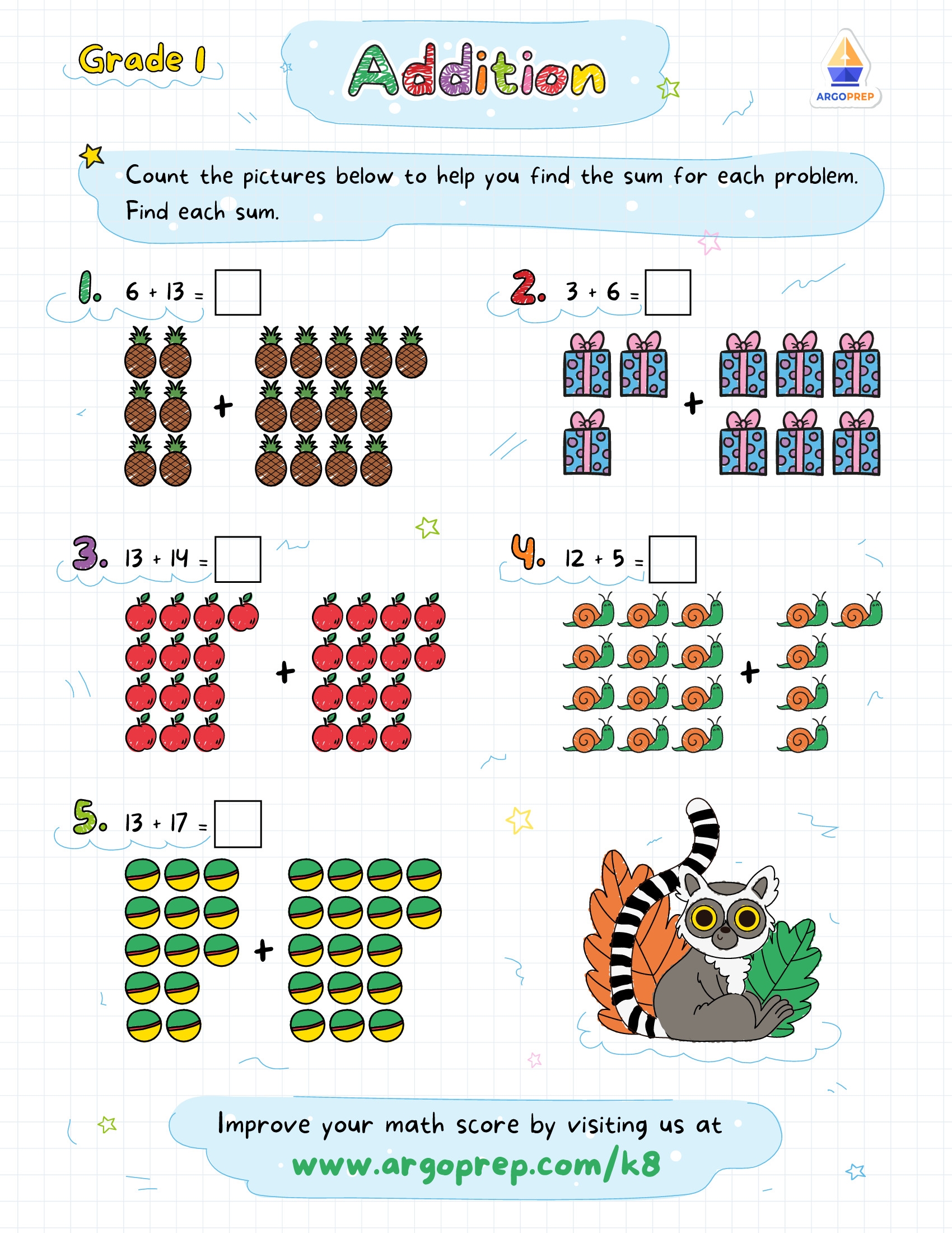 printable math problems for 1st graders