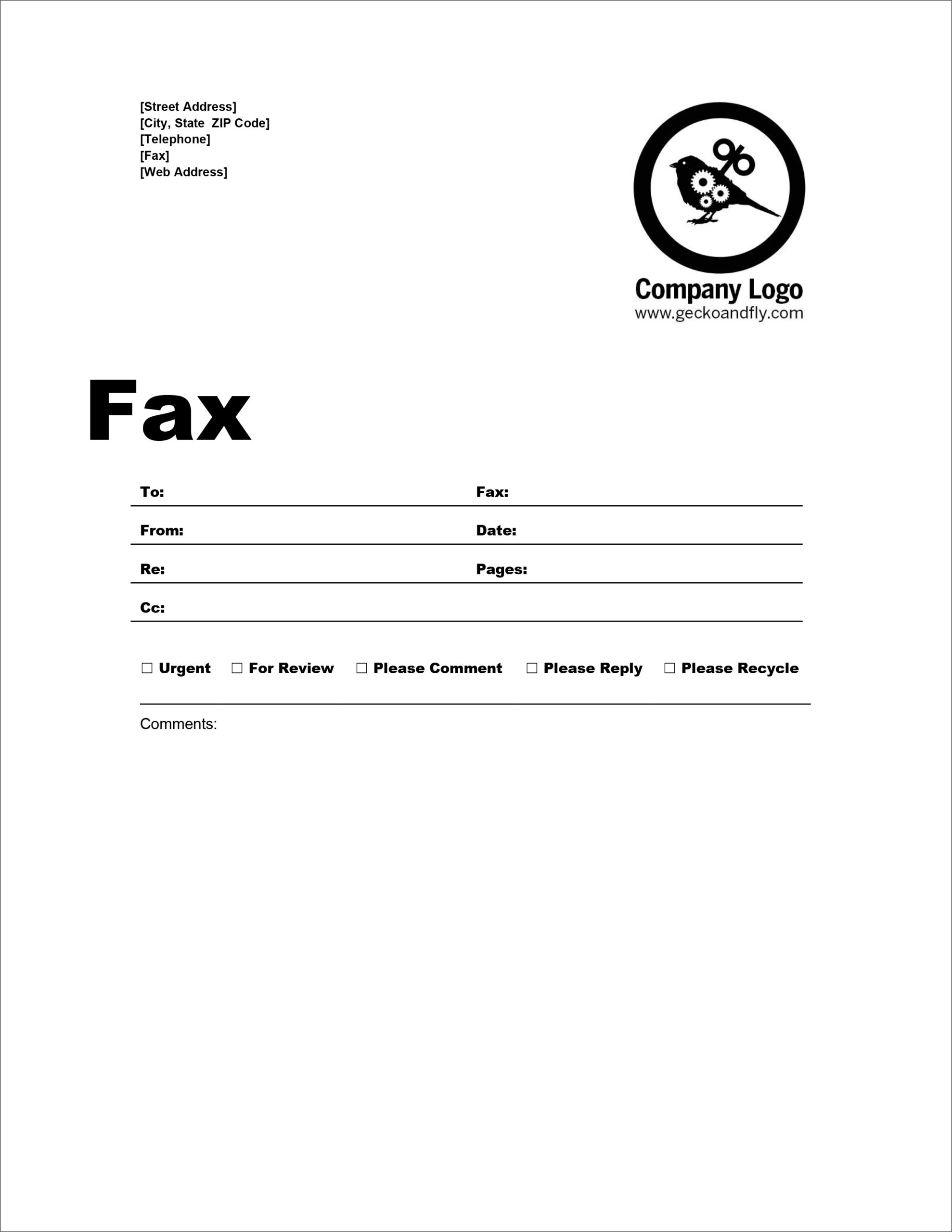 printable fax cover page