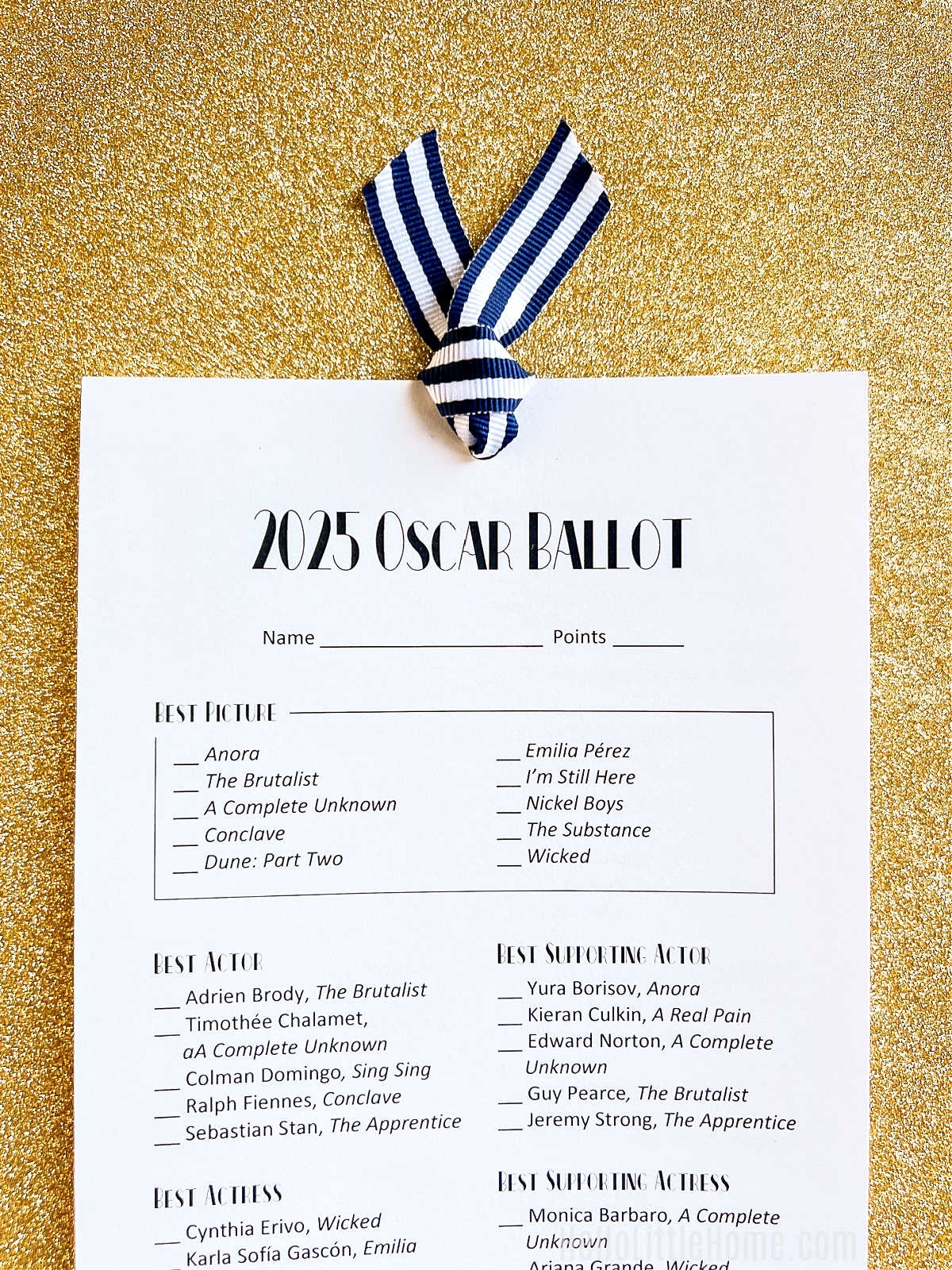 2025 oscar ballot printable 2025 oscar ballot printable