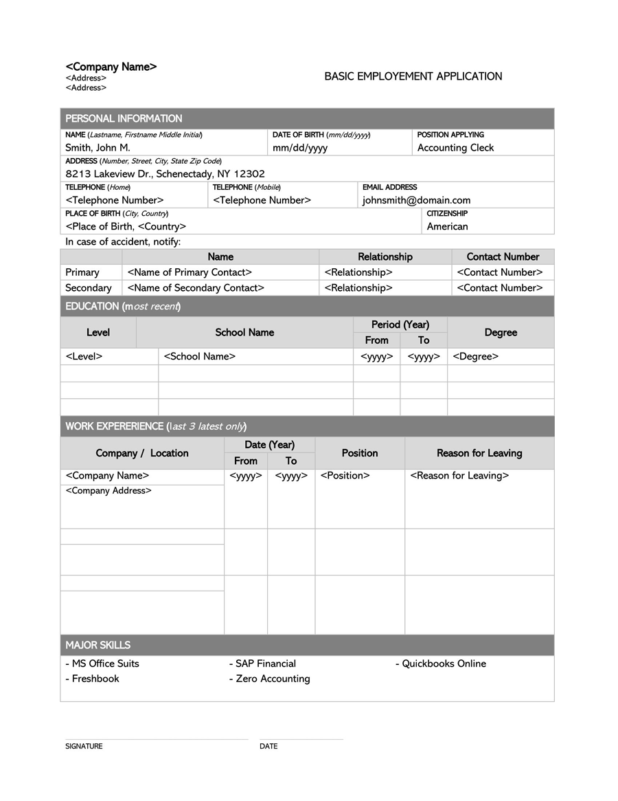 22 Free Job Application Forms Templates Word PDF