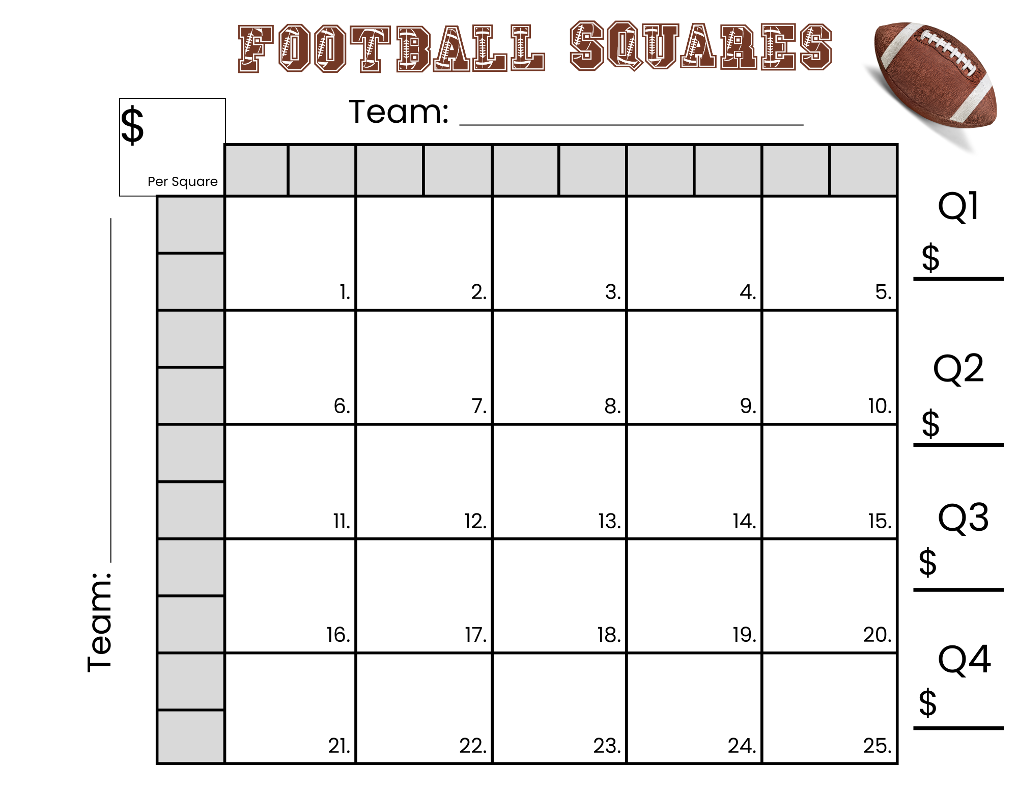 template free printable football squares pdf template free printable football squares pdf