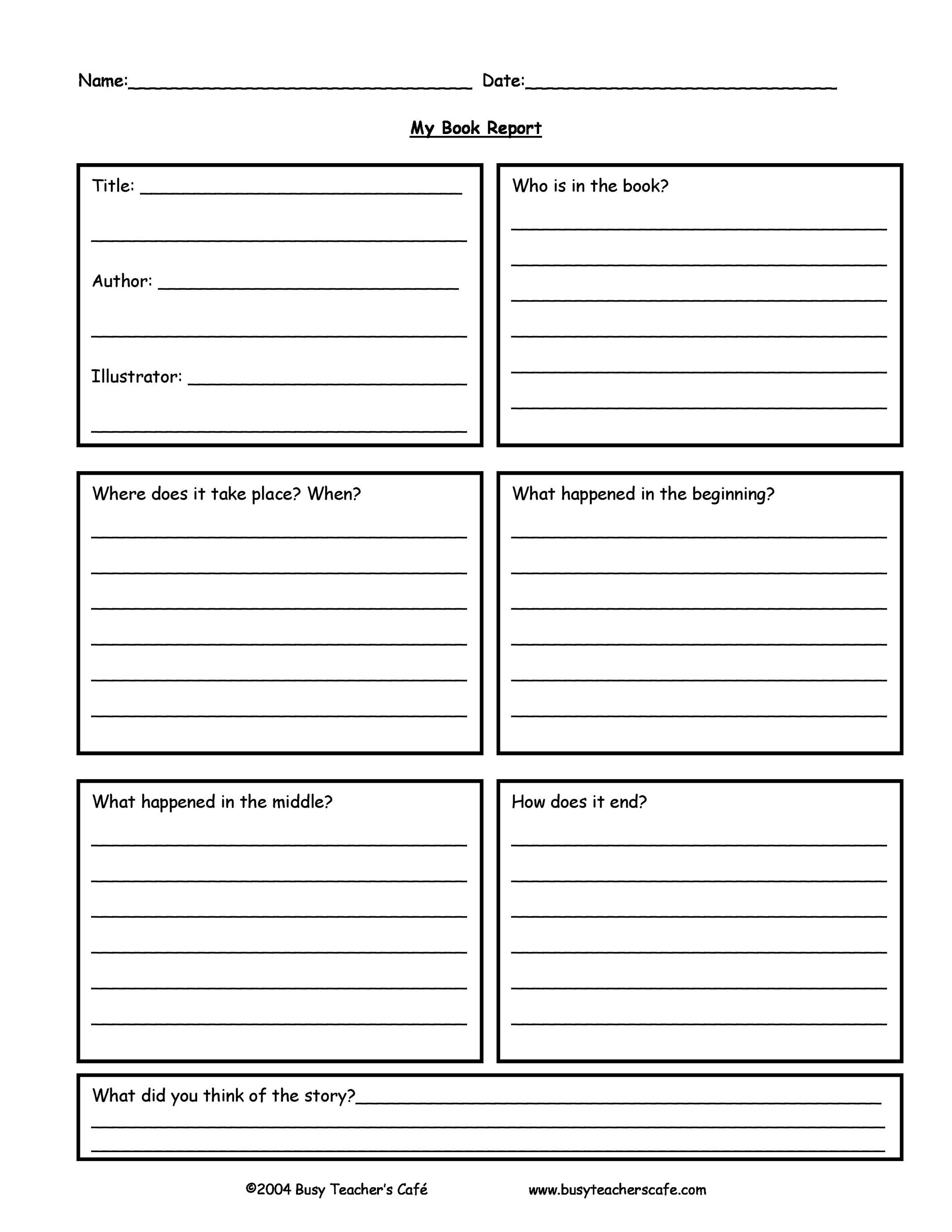 printable book report template