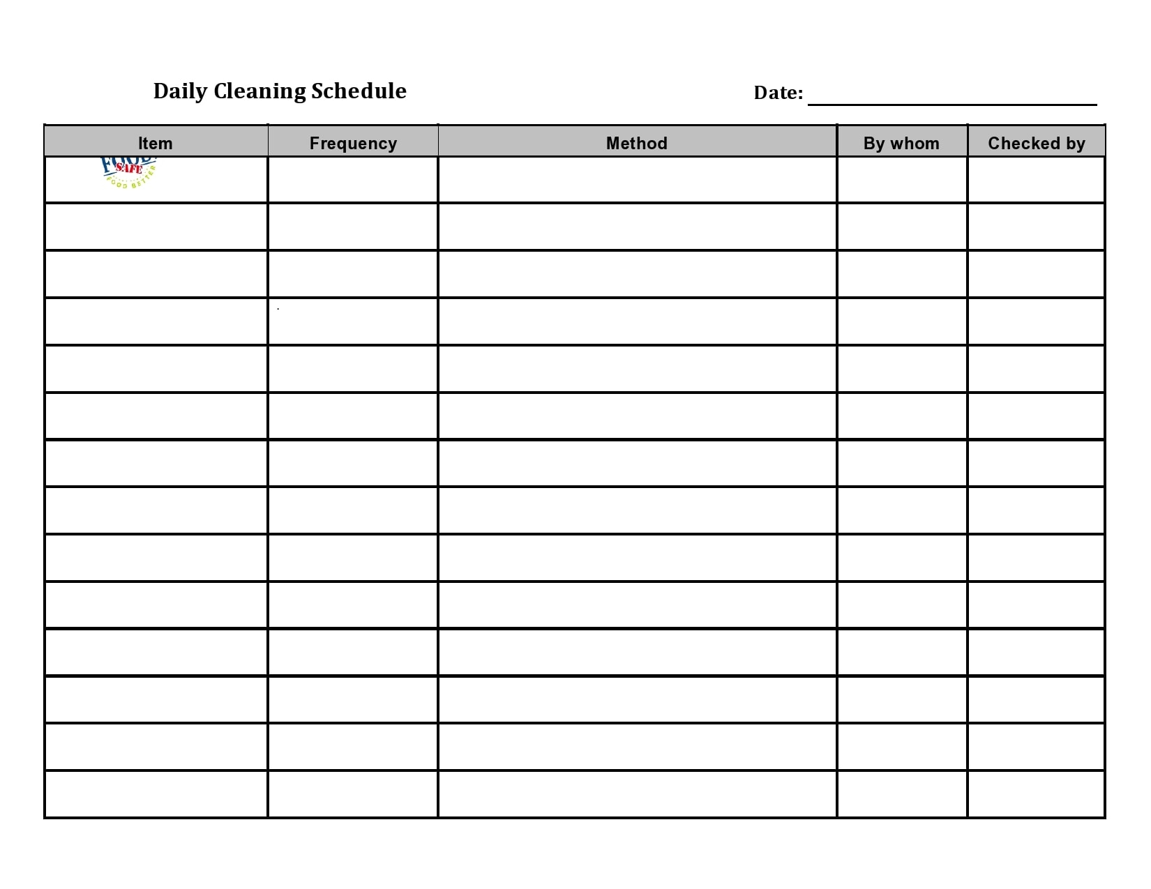 printable cleaning schedule template