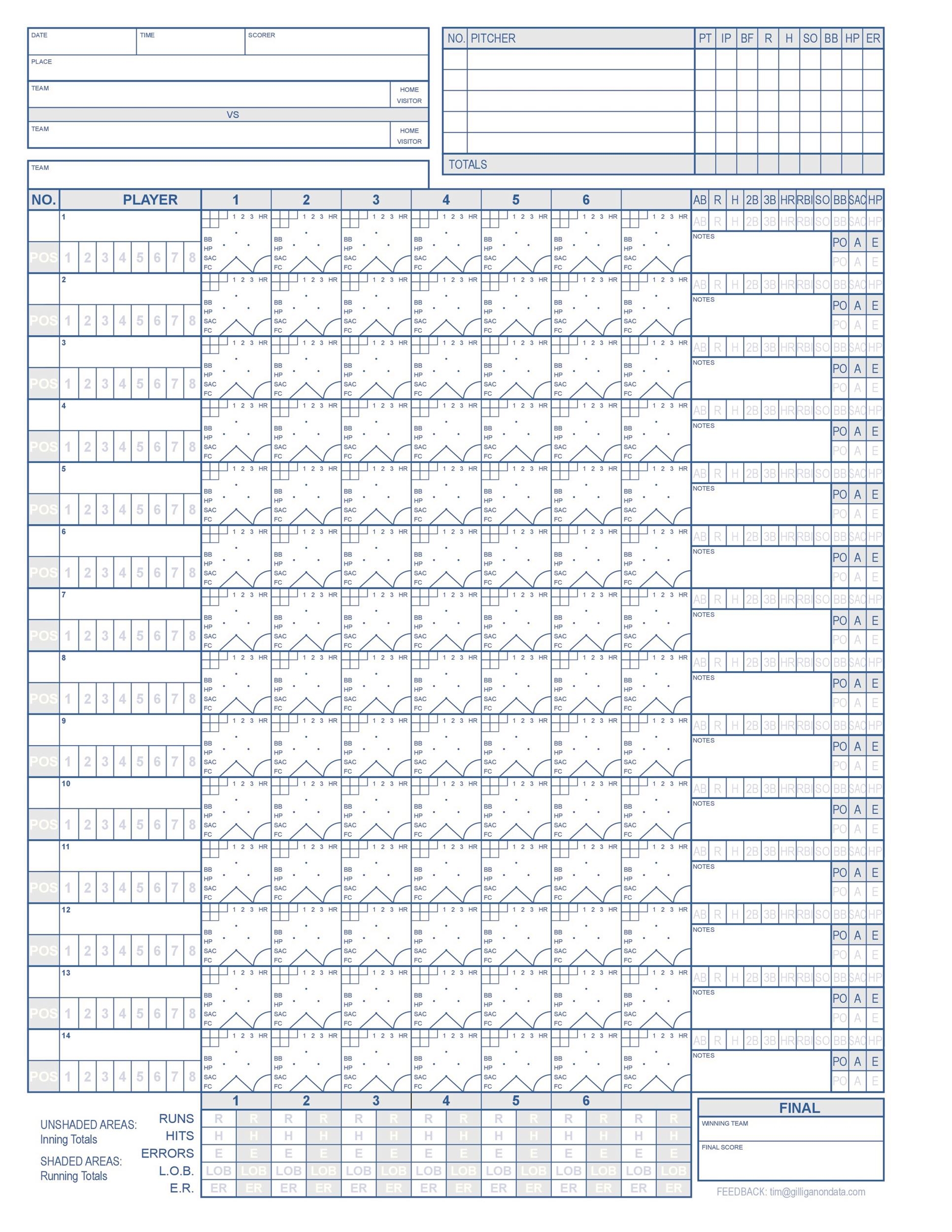 baseball scoring sheet printable