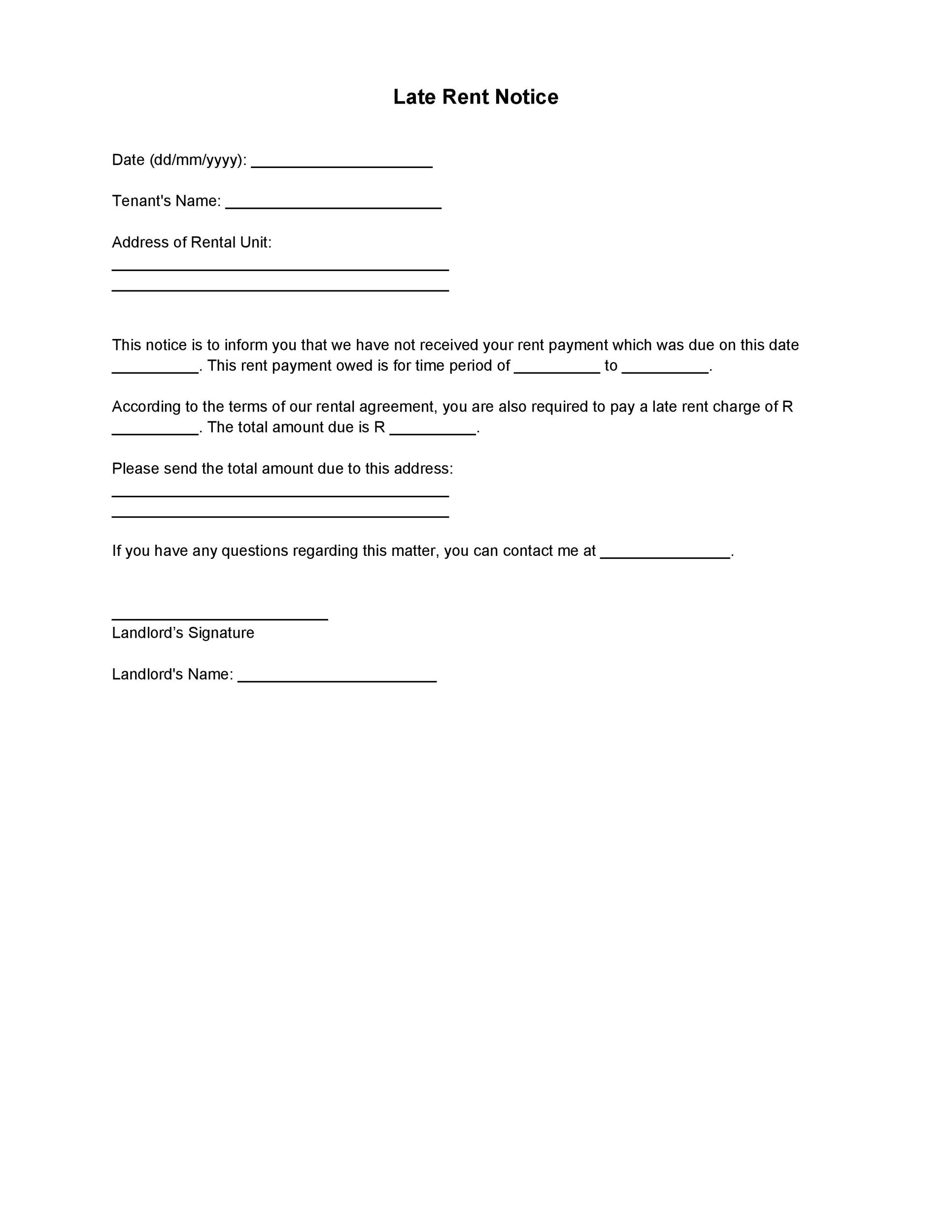 34 Printable Late Rent Notice Templates TemplateLab 34 Printable Late Rent Notice Templates TemplateLab