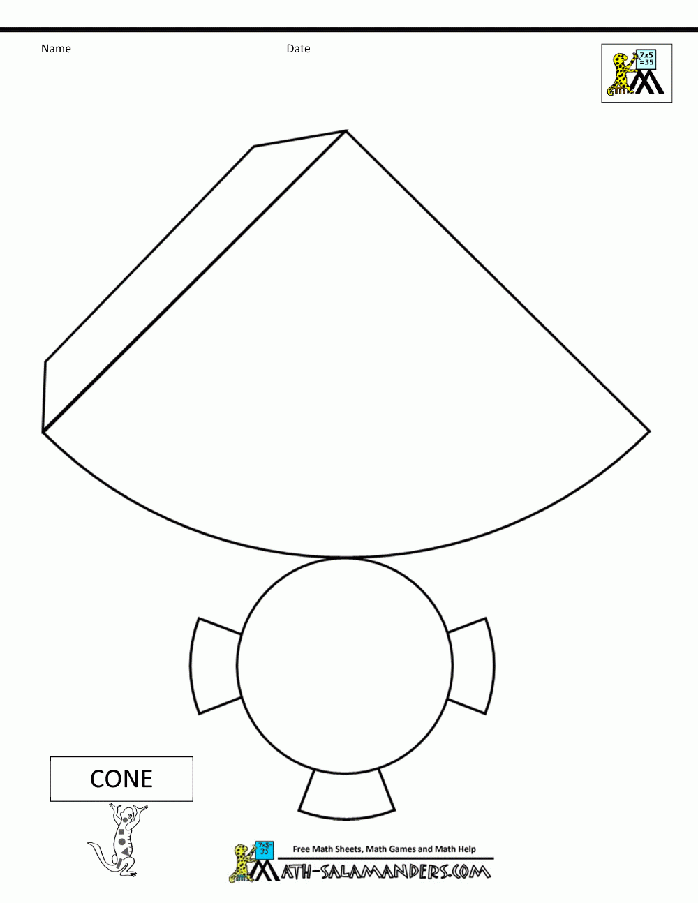 3D Cone Template Lessons Worksheets And Activities