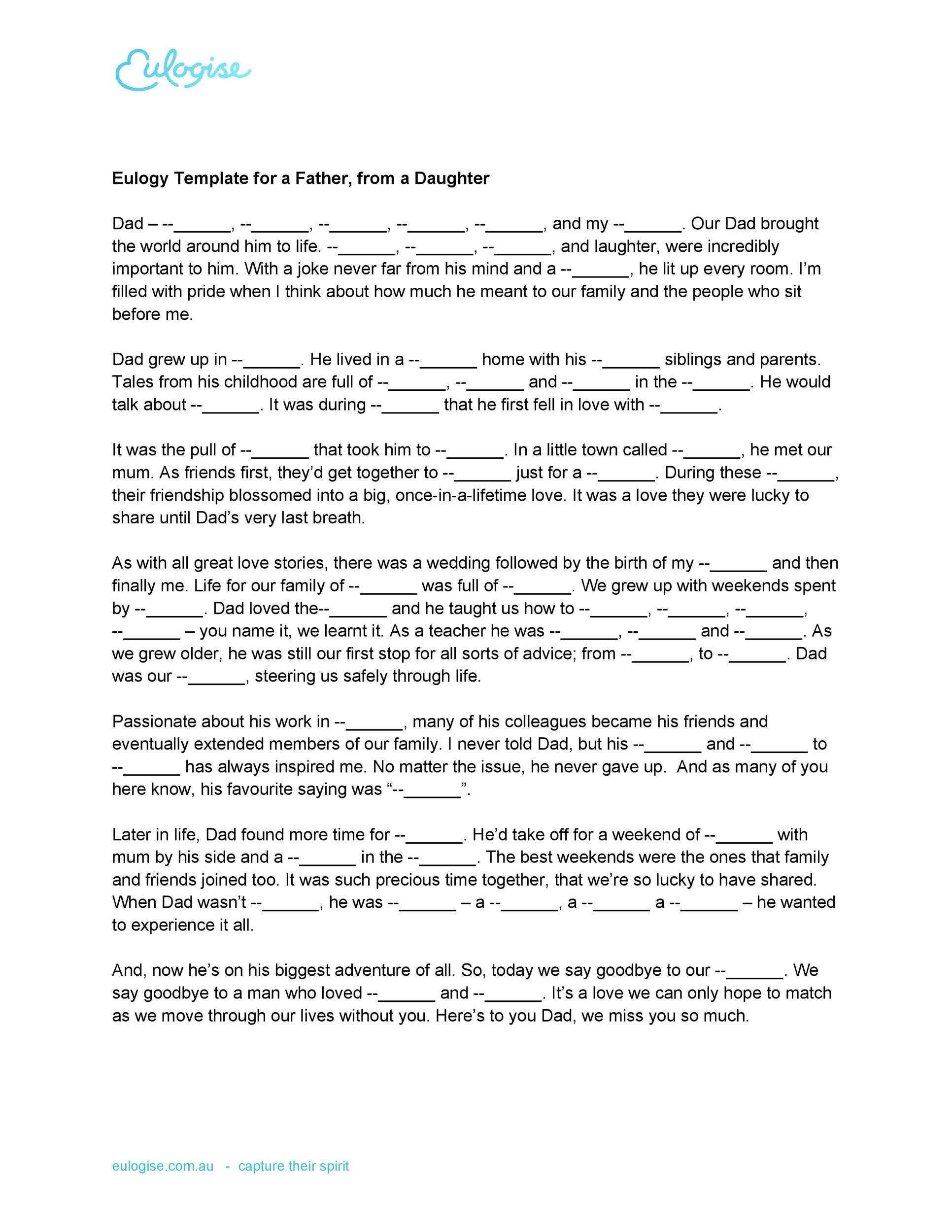 50 Best Eulogy Templates For Relatives Or Friends TemplateLab 50 Best Eulogy Templates For Relatives Or Friends TemplateLab