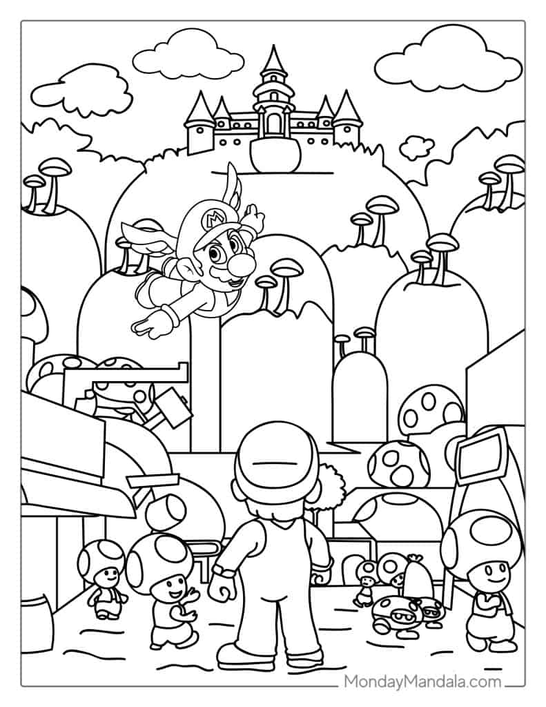 super mario coloring printables