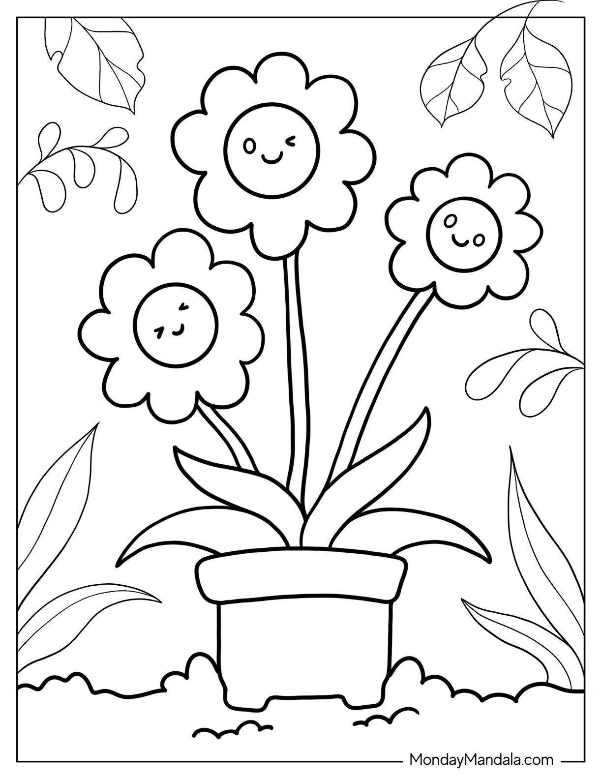 free flower coloring printables