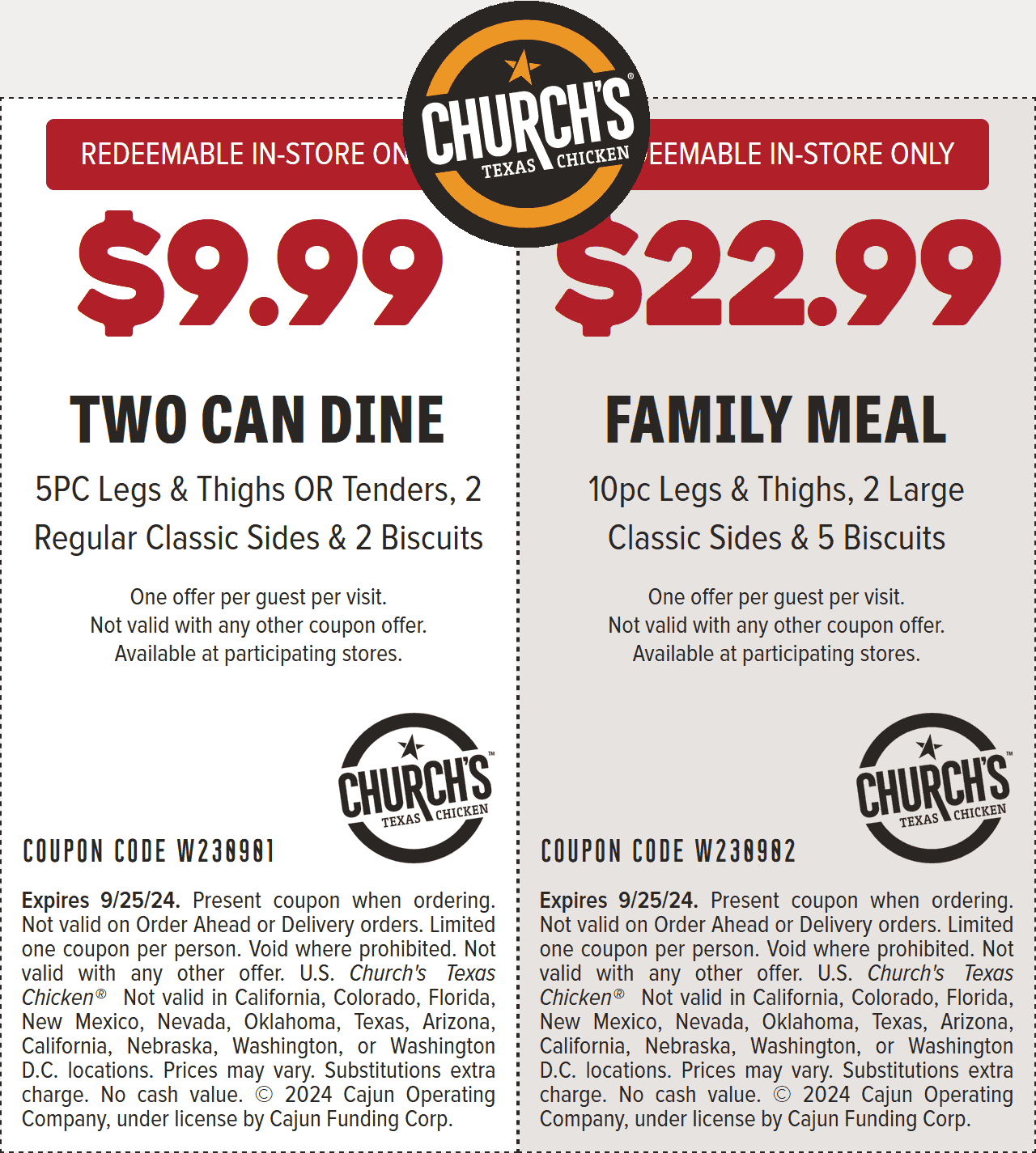 5pc 2 Sides 2 Biscuits 10 At Churchs Chicken churchschicken The Coupons App 
