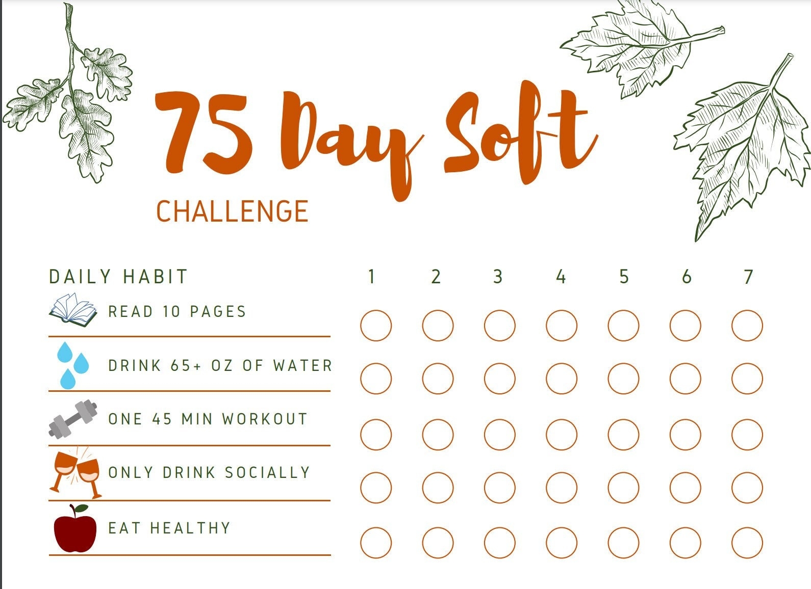 75 soft challenge printable free