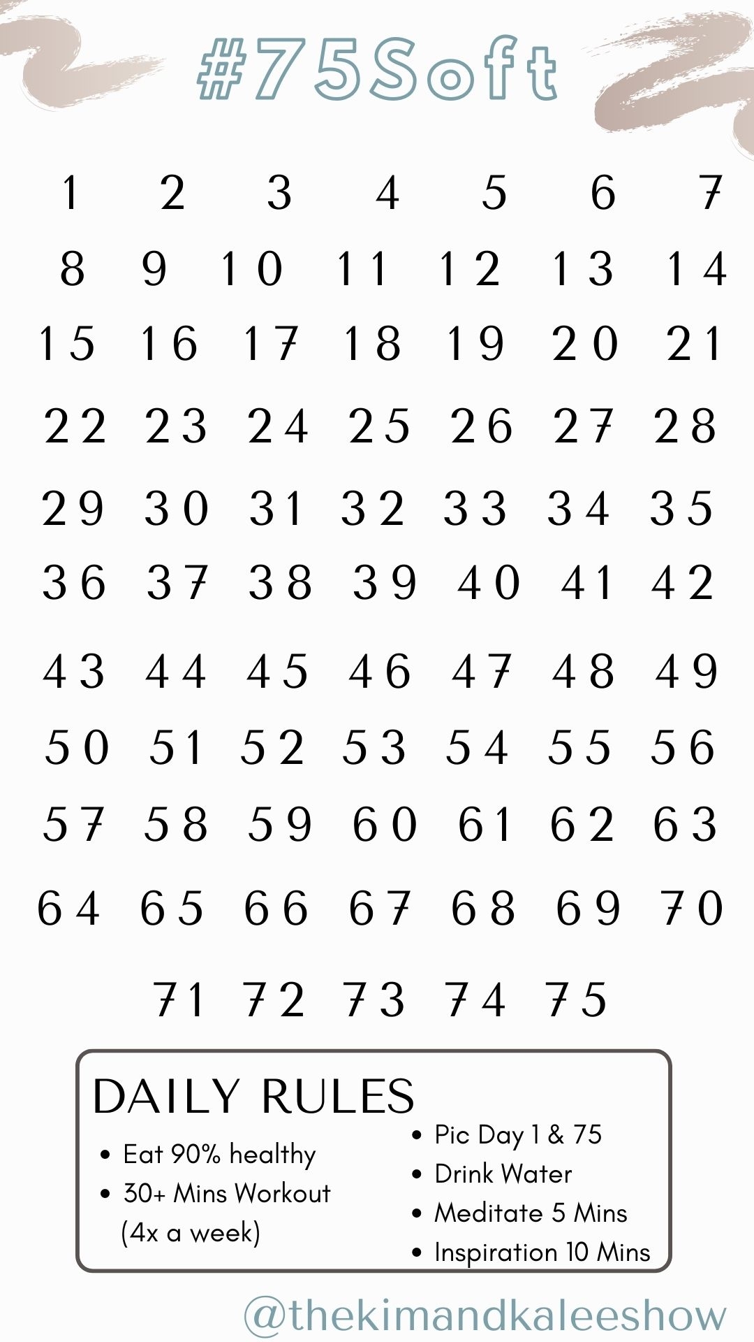 75 soft challenge printable