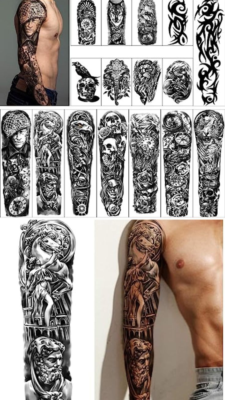 8 Sheets Of Full Half Arm Shoulder Tattoos Extra Large Tattoo For Men And Women 22 83 X7 1 