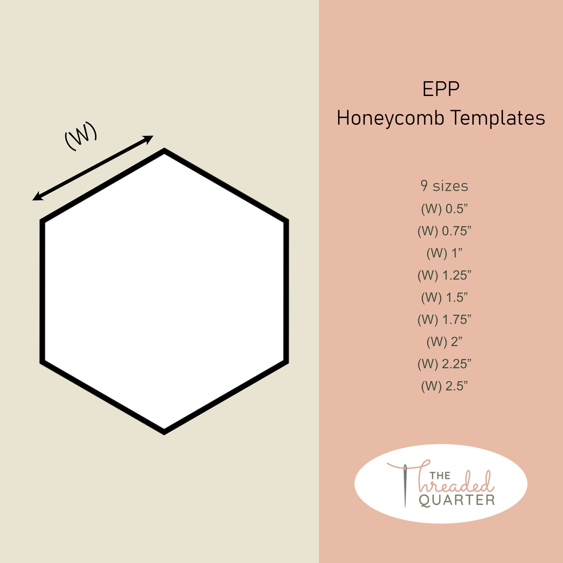 9 Sizes Printable Hexagon EPP Templates PDF Instant Download Etsy