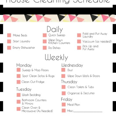 A Basic Cleaning Schedule Checklist Printable