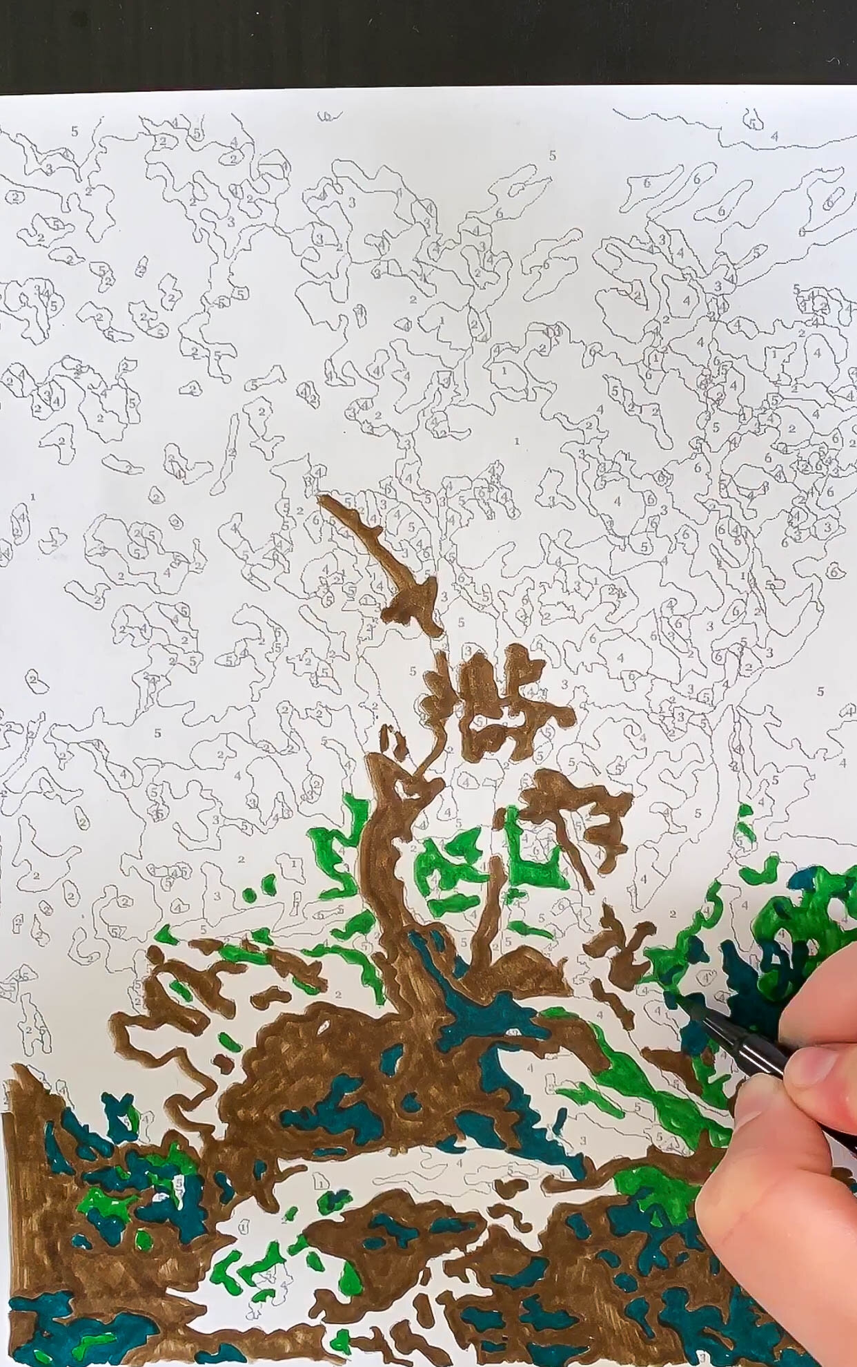 A Free Downloadable Coloring Page Paint By Numbers Of My Tree Mural The Gold Hive