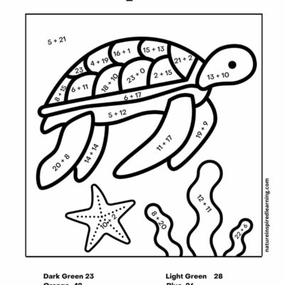 Addition Color By Number Worksheets Nature Inspired Learning