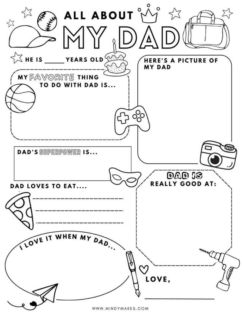 All About Dad Free Printable PDF