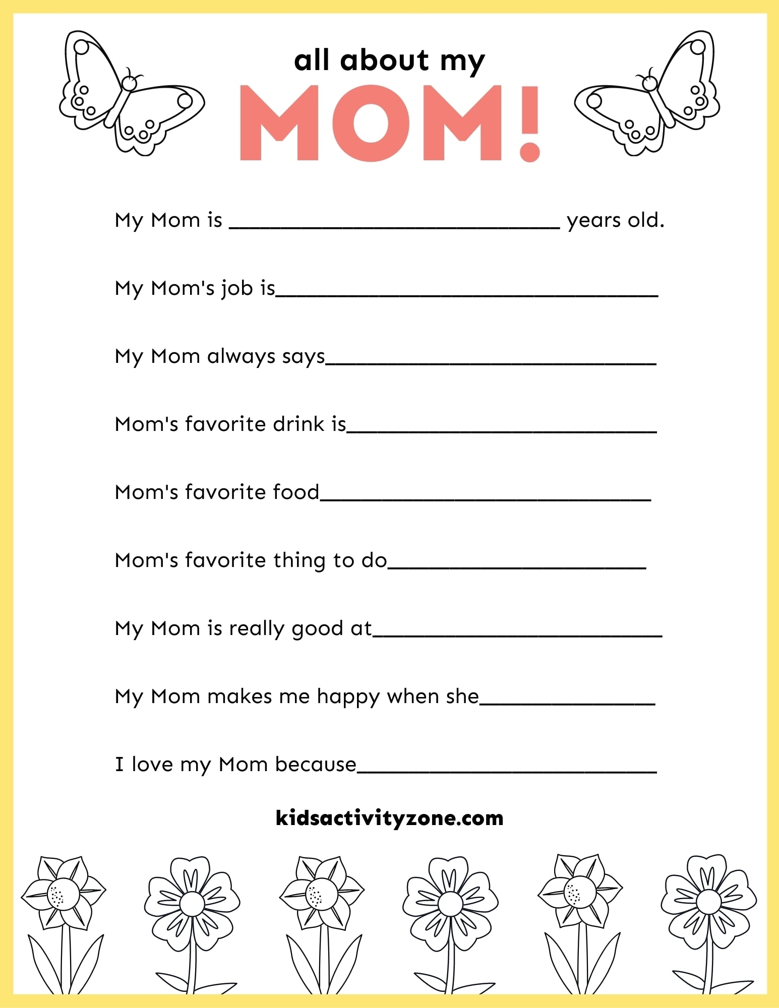 All About Mom FREE Mother s Day Printable Kids Activity Zone