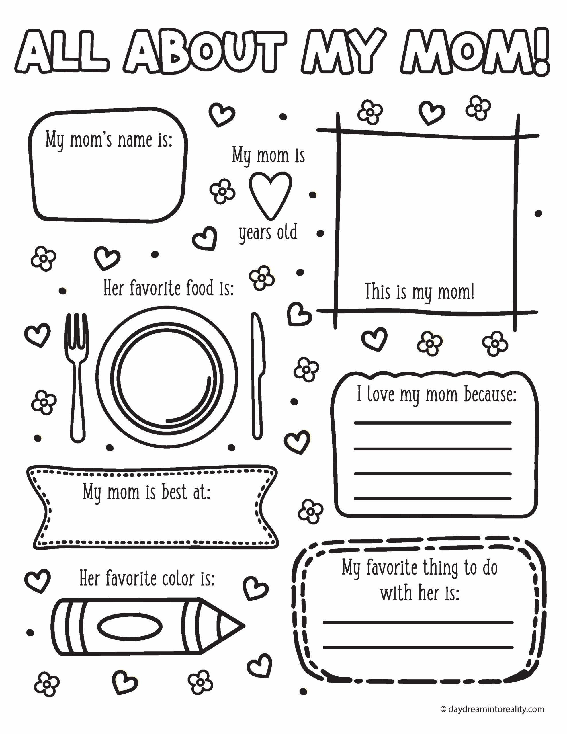 All About My Mom Free PDF Printable Daydream Into Reality