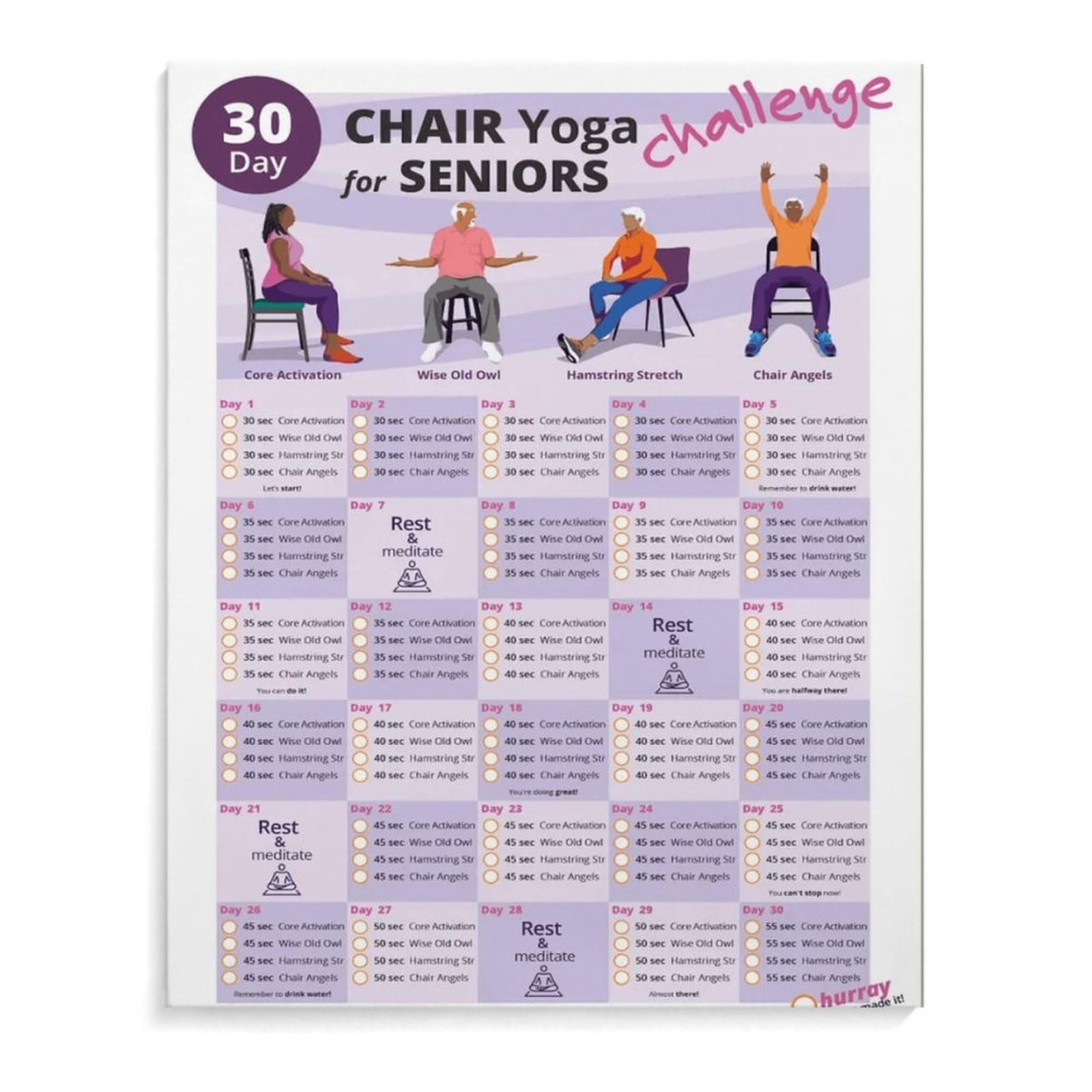 Amazon 30 Day Chair Yoga For Seniors Challenge Chair Exercise Guide Printable Chair Workout PDF Senior Home Workout Plan Instant Download Wall Poster Art Canvas Printing Poster Office Bedroom Aesthetic P Posters