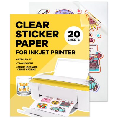 Amazon 90 Clear Sticker Paper For Inkjet Printer 20 Sheets Transparent Glossy 8 5 X 11 Printable Vinyl Paper Plan
