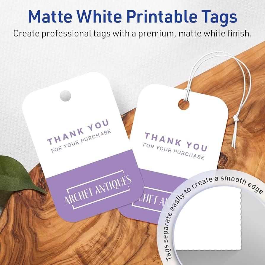Amazon Avery Printable Rectangle Rounded Corner Tags Sure Feed Technology 2 X 3 Matte White Cardstock Print To The Edge Laser Inkjet Printable 80 Total Great For Custom Gift Or Branding Tags Office Products