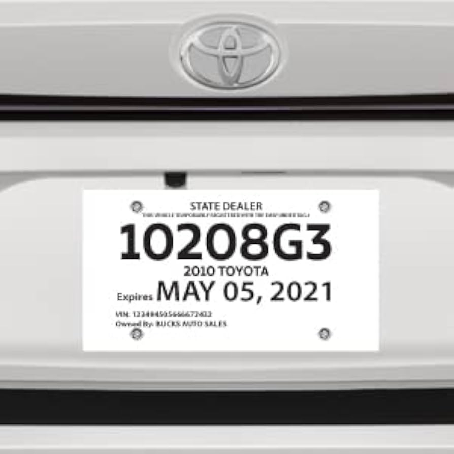pdf blank printable temporary license plate template