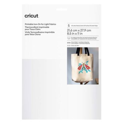 Amazon Cricut Printable Iron On For Light Fabrics US Letter Size 5ct Printable HTV Vinyl For Inkjet Printer Compatible With Cricut Maker Expression And Cricut Joy Xtra Machines