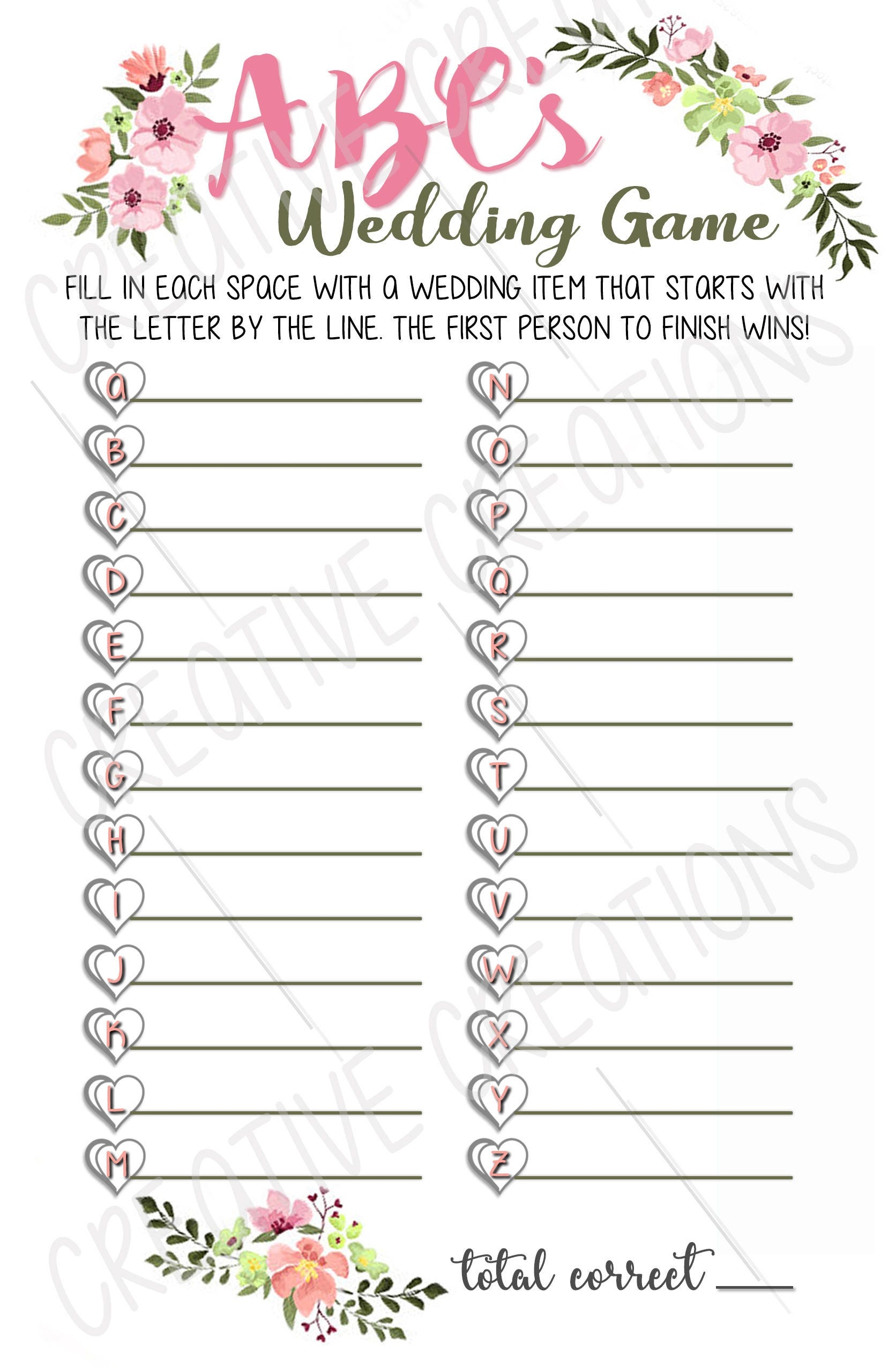 free printable bridal shower games