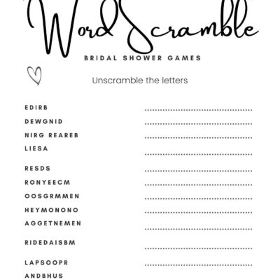 Bridal Shower Games Printable Wedding Word Scramble Printable Printable Minimalist Bridal Shower Puzzle Instant Download Etsy