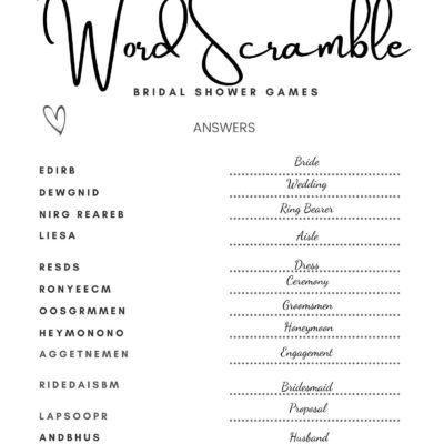 Bridal Shower Games Printable Wedding Word Scramble Printable Printable Minimalist Bridal Shower Puzzle Instant Download Etsy