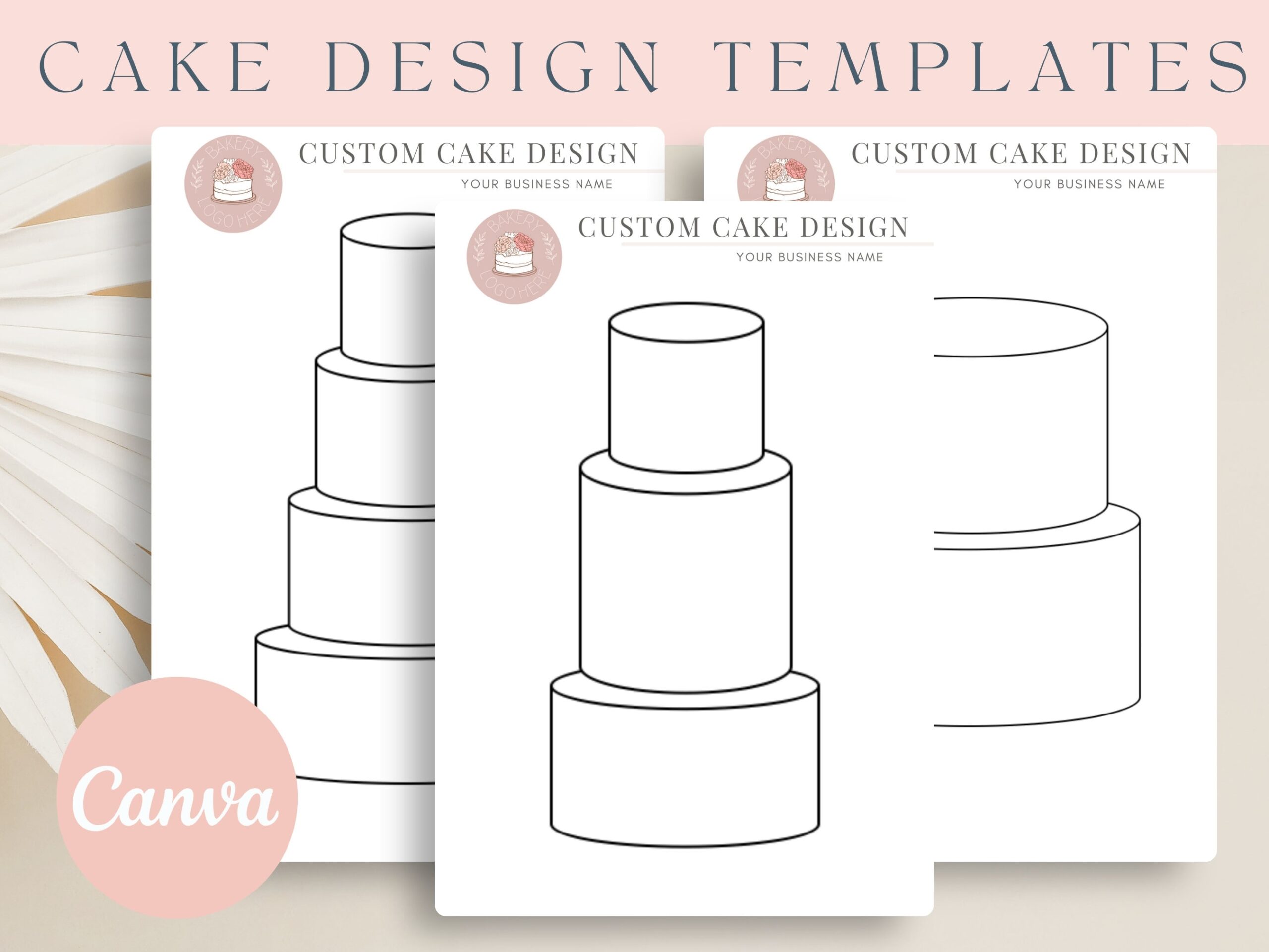 Cake Design Templates Consultation Cake Sketch Templates Canva Editable Instant Printable Wedding Cake Business Form Bakery Client Terms Etsy