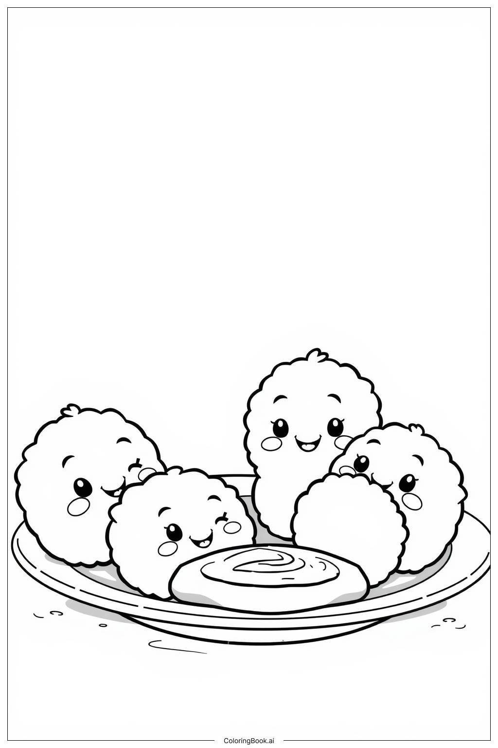 Chicken Nuggets2 Coloring Page Free PDF PNG Printable 