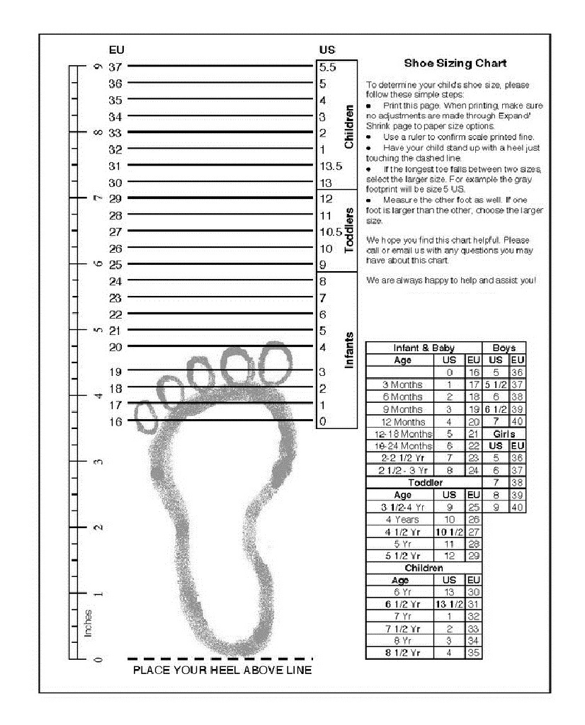 Children s Shoe Size Measurement Chart Deals