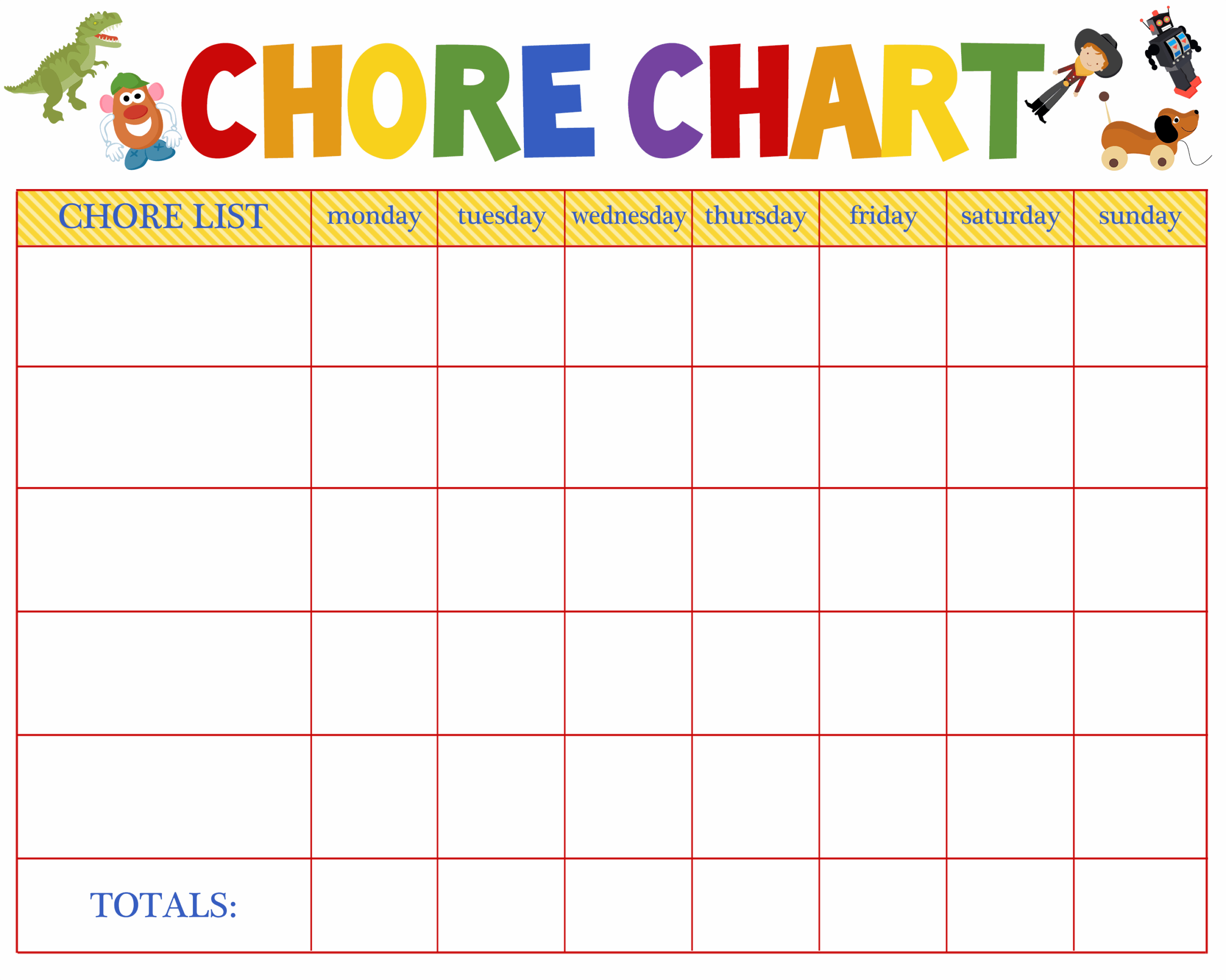 Chore Chart Blank Becca Paro