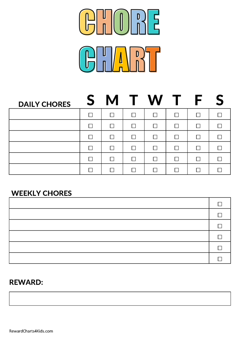free printable chore chart template free printable chore chart template