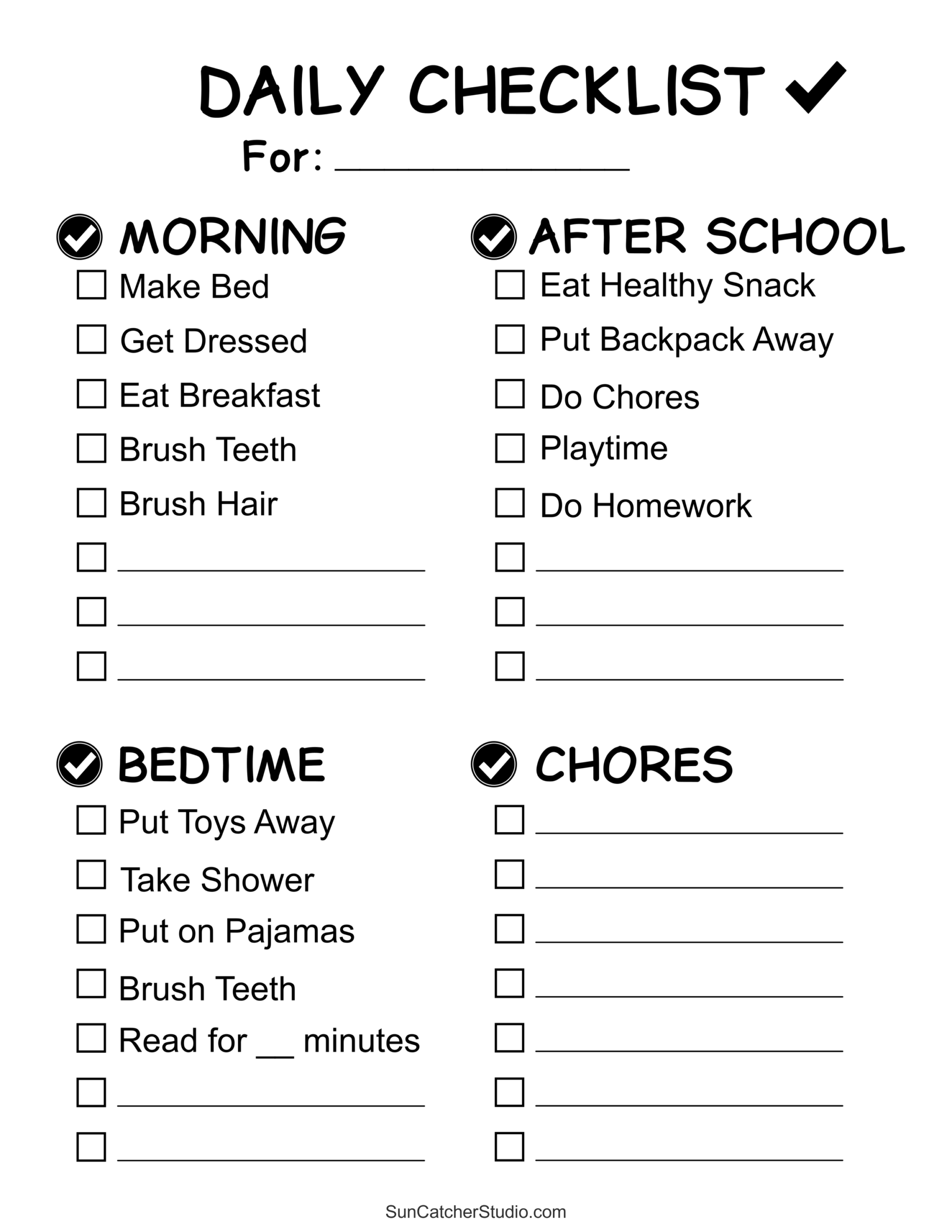 Chore Charts Printable Editable Daily Weekly Templates Free Printables Monograms Design Tools Patterns DIY Projects