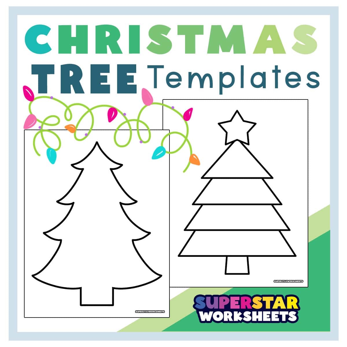 Christmas Tree Template Free Printables Superstar Worksheets