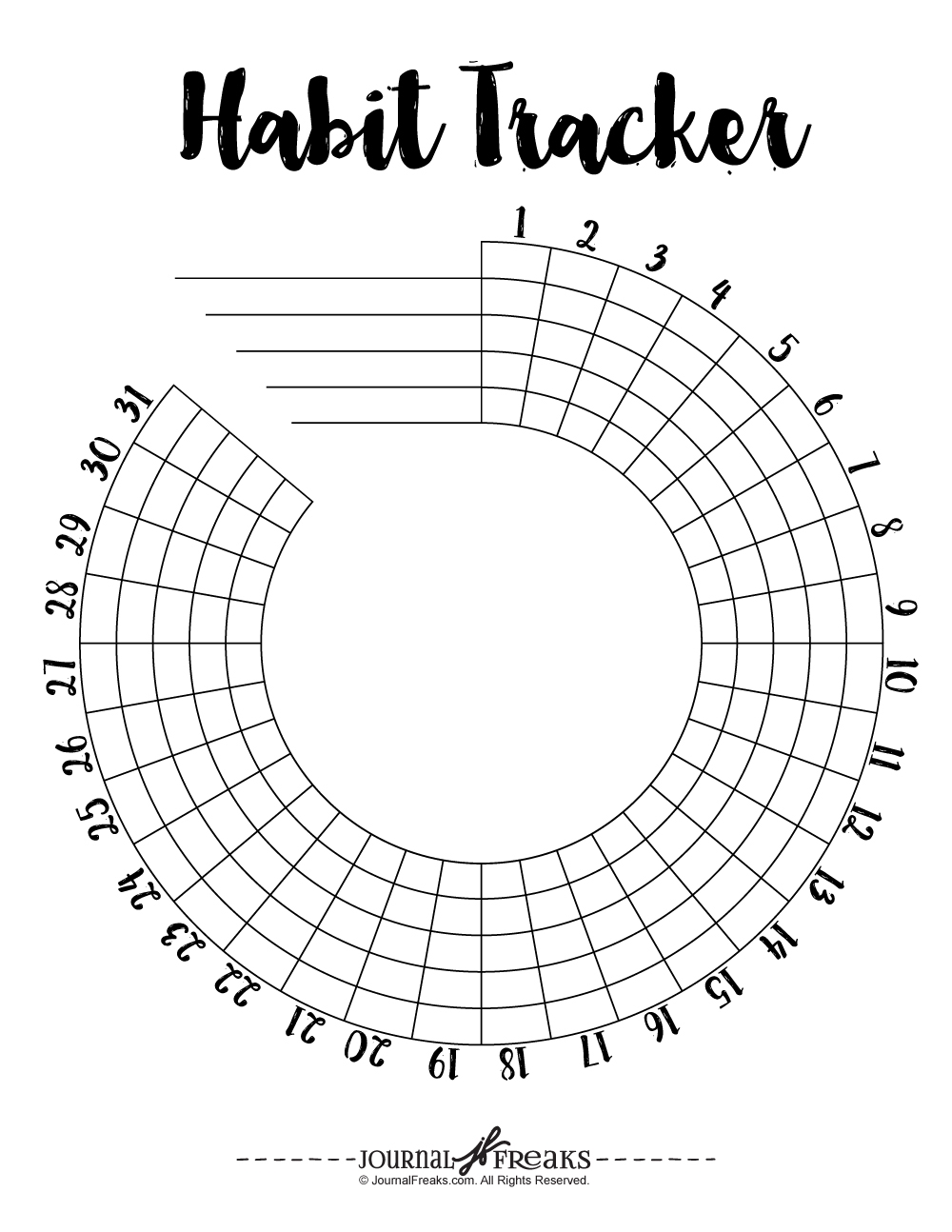 Circular 31 Day Habit Tracker Printable Journal Freaks