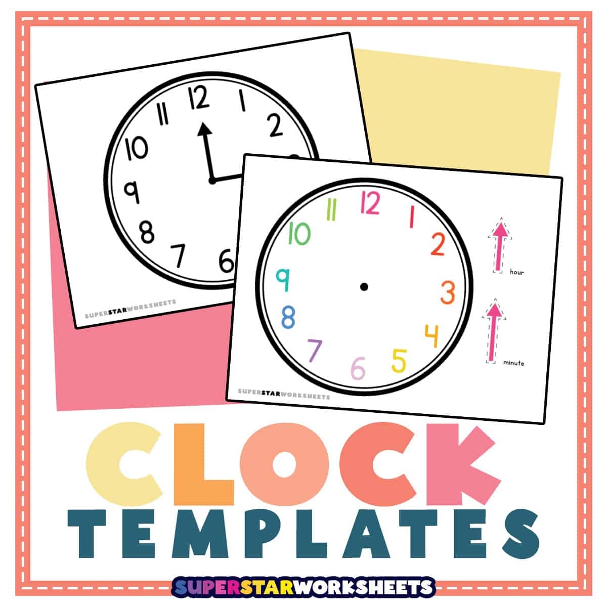Clock Template Free Printables Superstar Worksheets