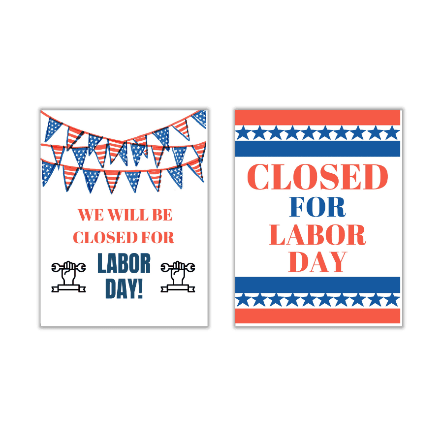 free printable labor day closed sign template