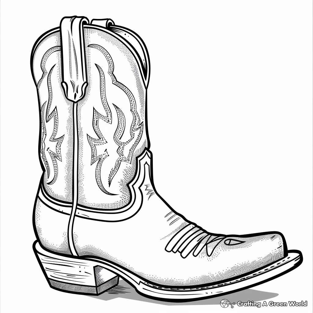 Cowboy Boot Coloring Pages Free Printable  Cowboy Boot Coloring Pages Free Printable