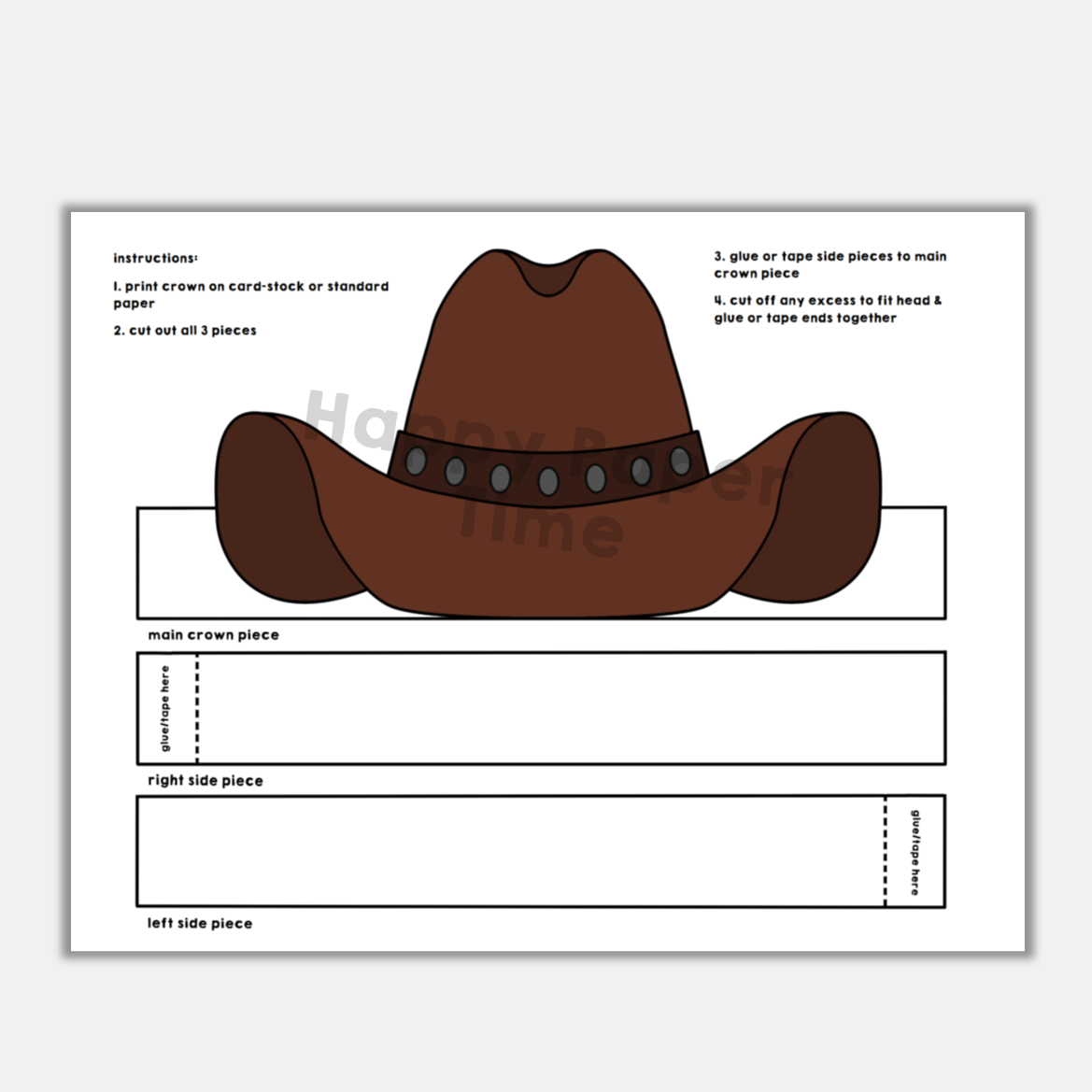 Cowboy Hat Paper Crown Printable Wild West Costume Craft Activity For Kids Made By Teachers Cowboy Hat Paper Crown Printable Wild West Costume Craft Activity For Kids Made By Teachers