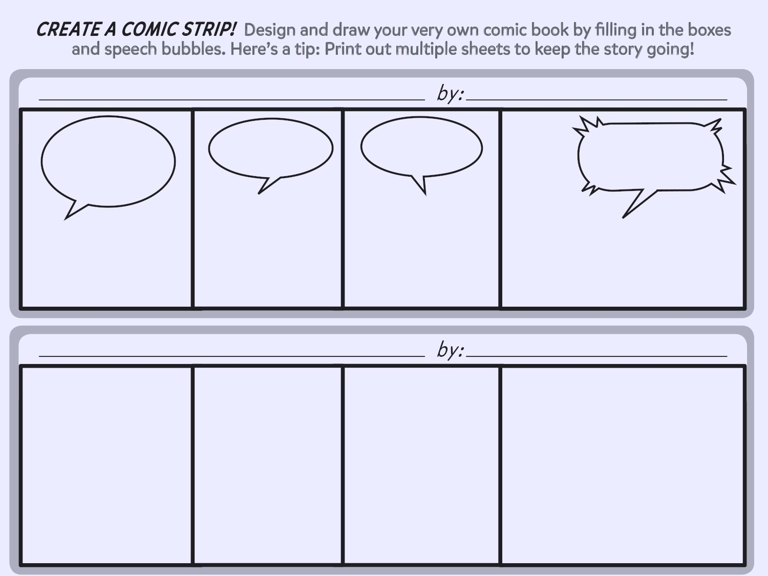 blank cartoon strip printable