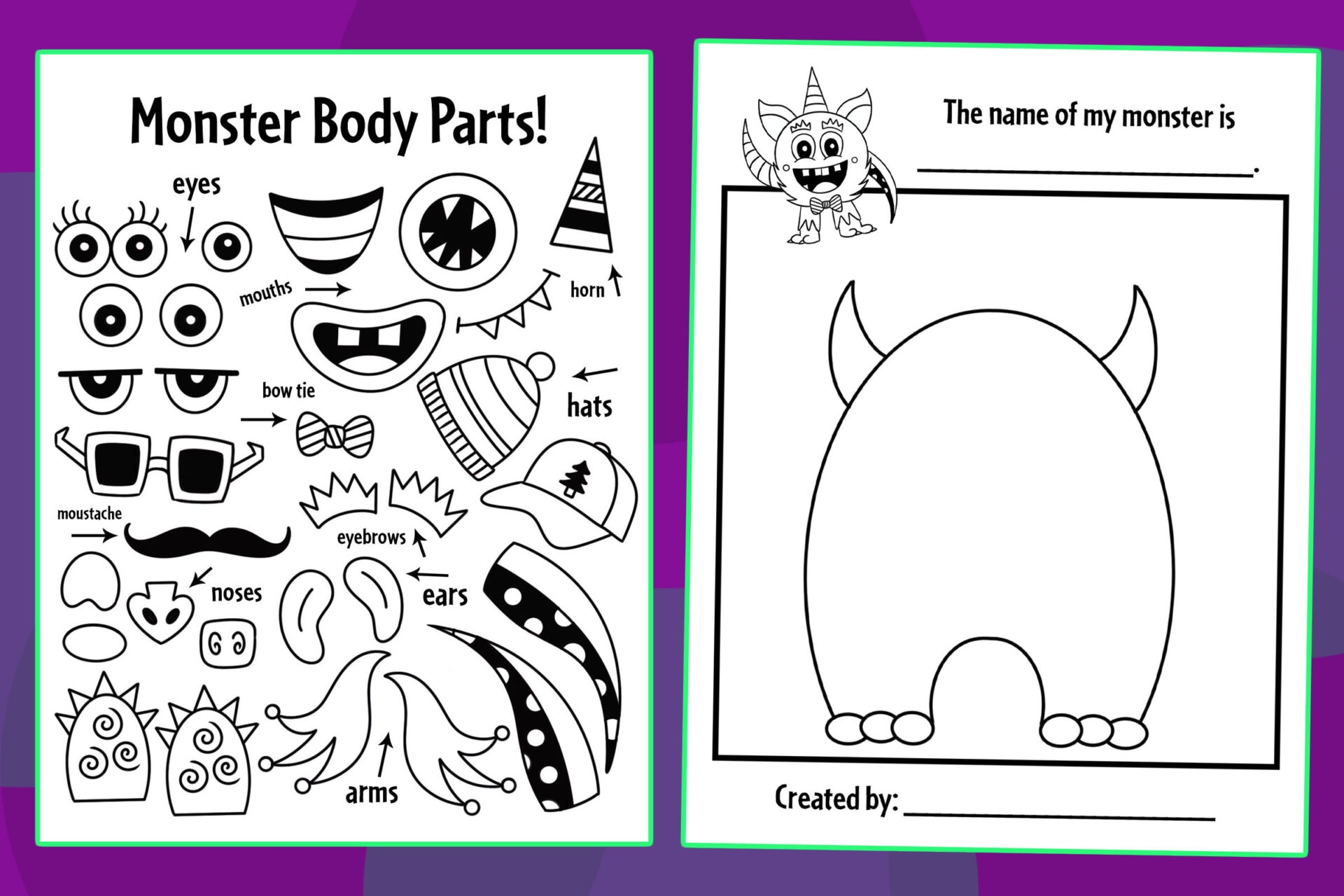 printable blank monster template printable blank monster template
